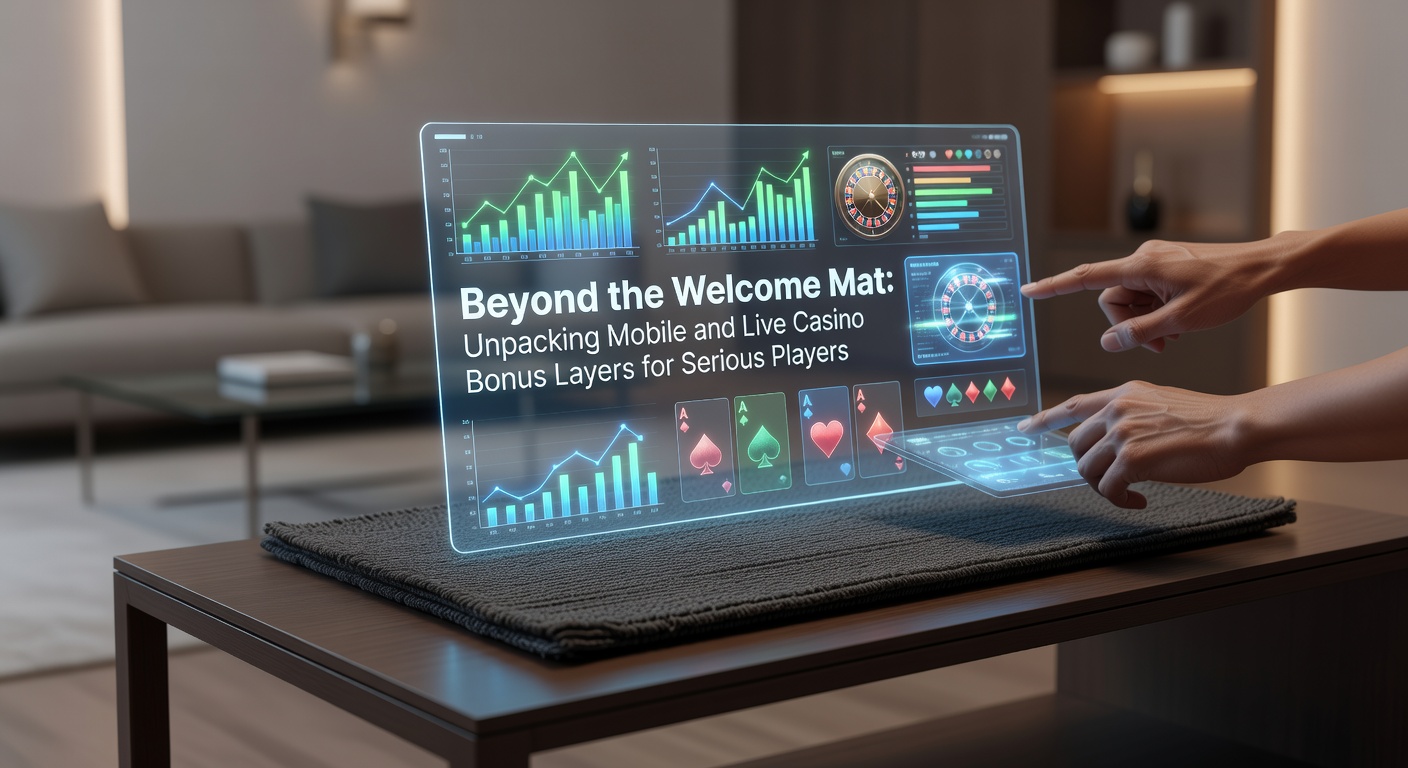 Smartphone displaying a mobile casino app with layered bonus notifications and a live dealer table in the background, highlighting reward progression for high-volume players