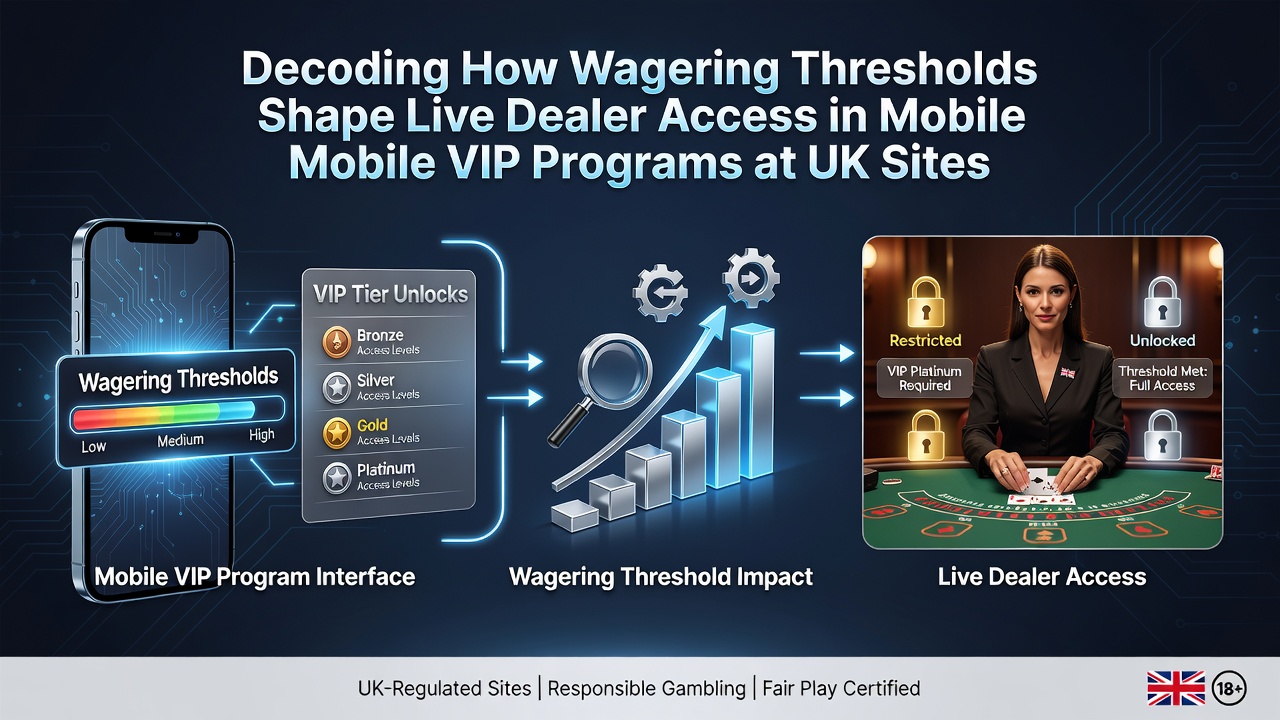 Infographic illustrating wagering threshold progression from standard mobile play to live dealer VIP access levels