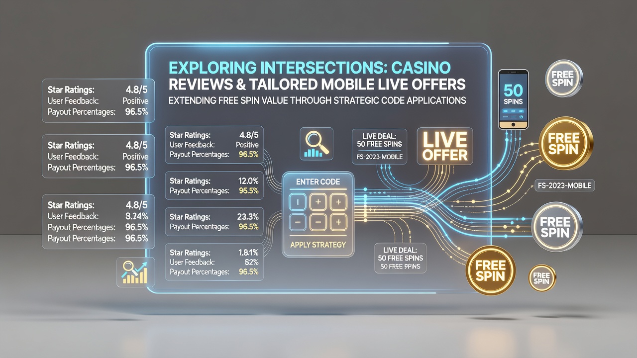 Casino review interfaces displayed alongside mobile live dealer tables highlighting bonus code entry points