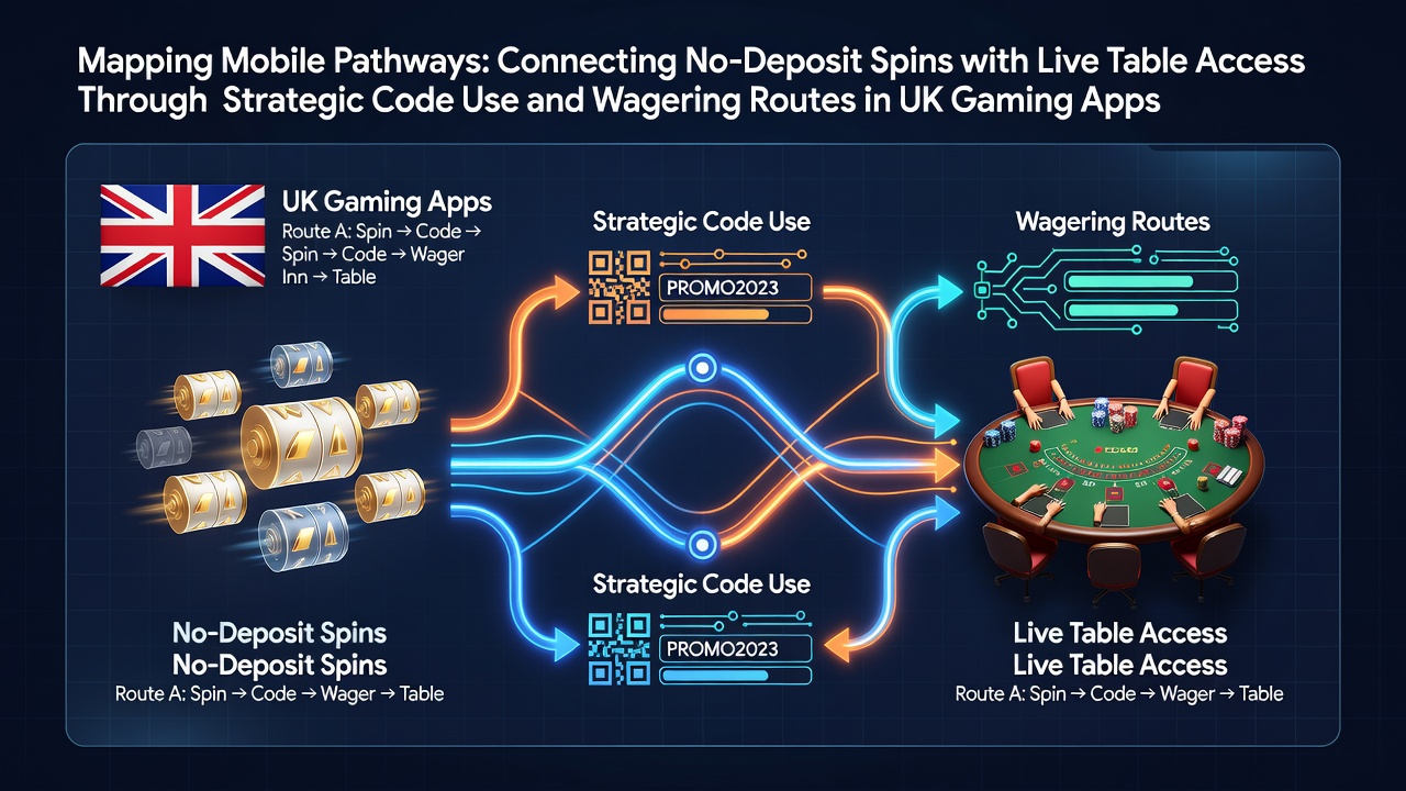 Illustration of mobile app pathways in UK casinos connecting bonuses to live tables