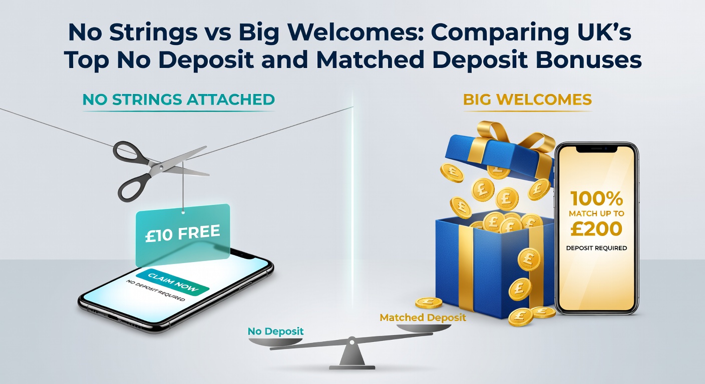 Side-by-side charts showing wagering requirements and payout potentials for no-deposit spins versus deposit match multipliers on UK casino platforms