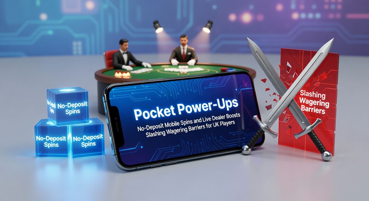 Smartphone displaying a vibrant mobile casino app with free spins activating on a slot game, surrounded by icons of wagering requirements fading away