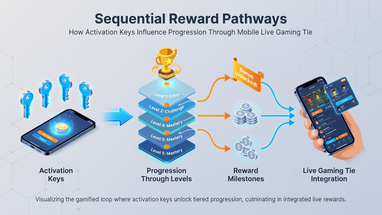 Live casino interface showing tier advancement triggered by activation keys on mobile